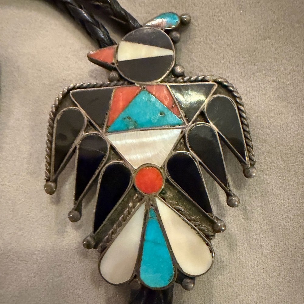 Vintage Zuni Eagle Thunderbird Bolo Tie